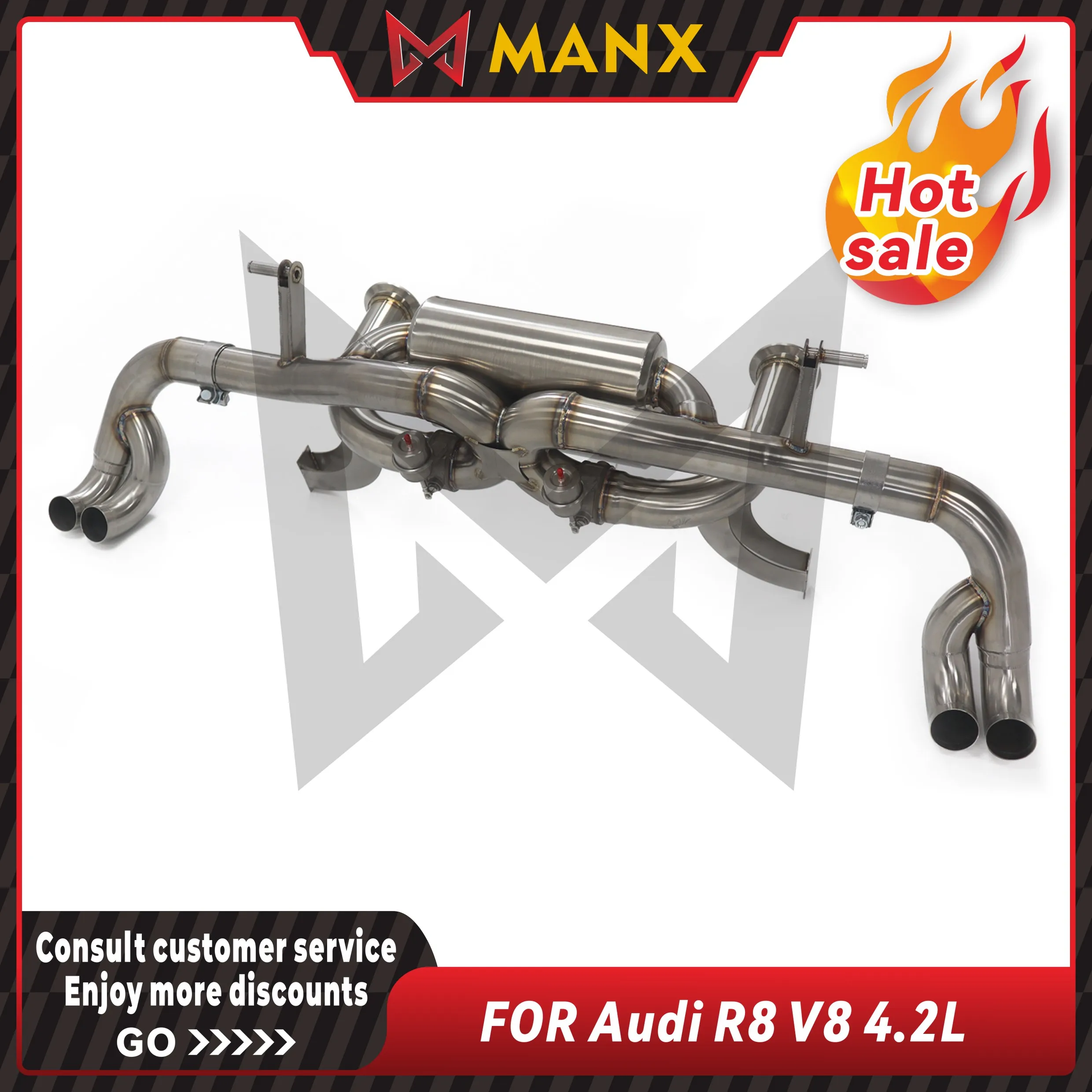 

SS304 for AUDI R8 V8 4.2L MANX Exhaust Catback | TIG manual welding | X-tube design Muffler Vacuum valve | DIY design