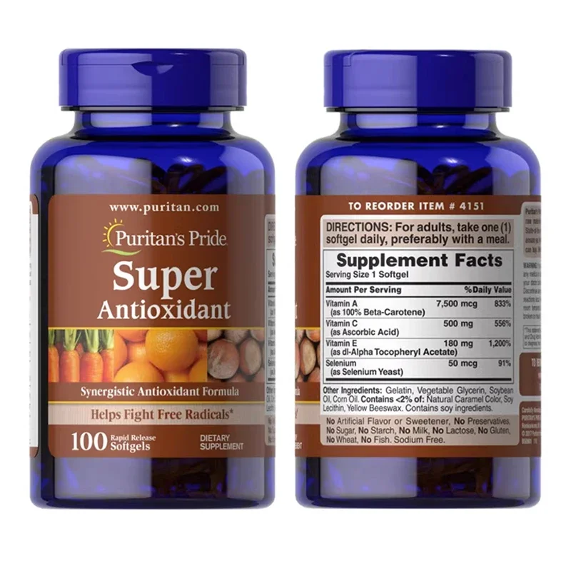 

1 Bottle Vitamin A+C+E+Selenium Capsules Support Immune System Functions Super Antioxidant Health Food