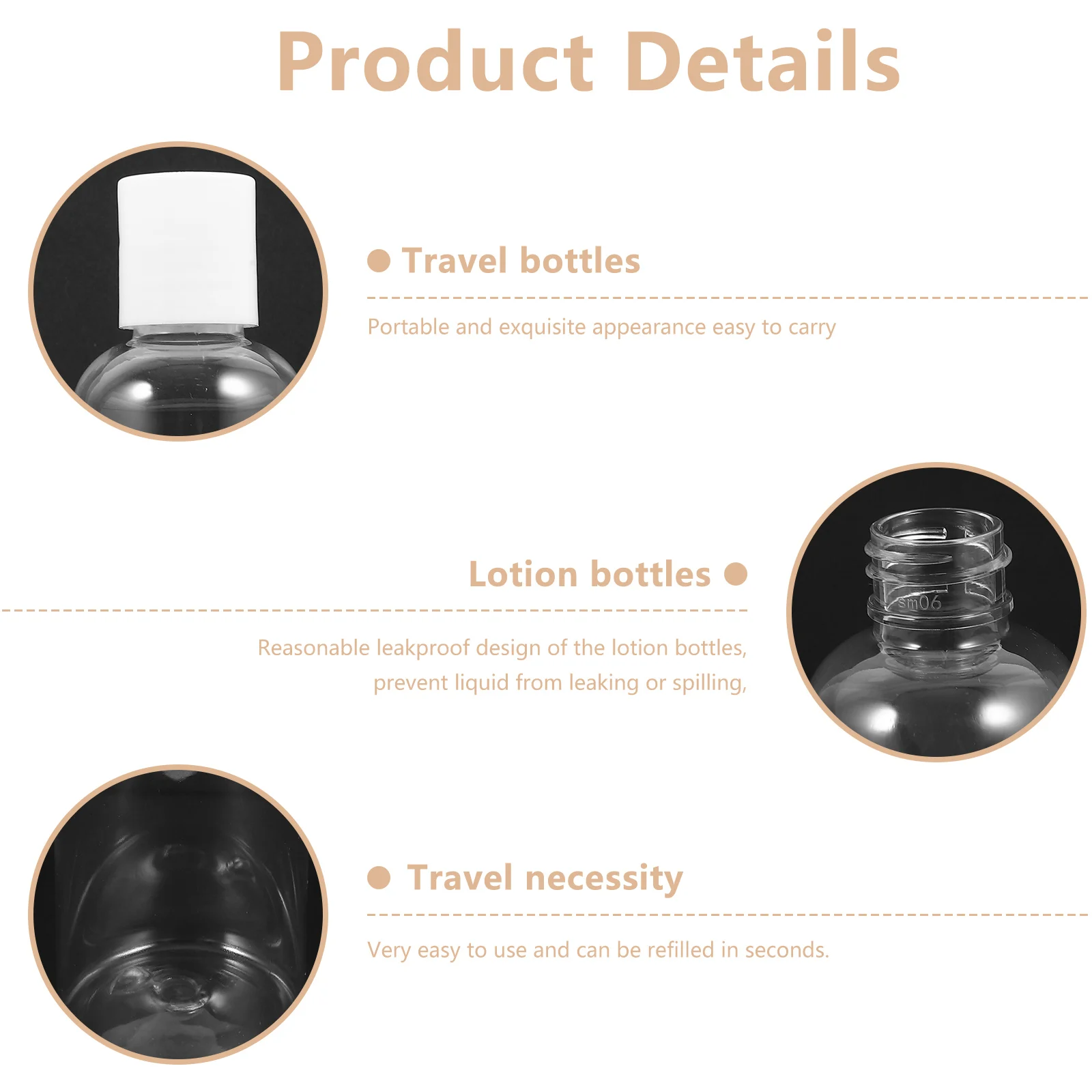 

6pcs 100ml Transparent Travel Lotion Bottles Leak Proof Plastic Containers for Toiletries Shampoo Conditioner Body Wash Storage