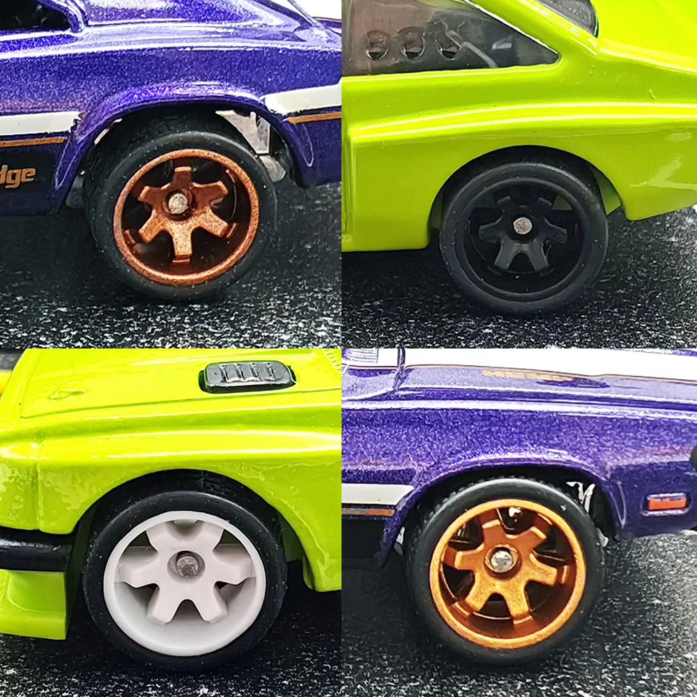 Ruote 1/64 con pneumatici fissi in gomma nera a sei raggi per modellini giocattolo Auto pressofuse Parti di rimontaggio per Hotwheels (5 set per 5 auto)