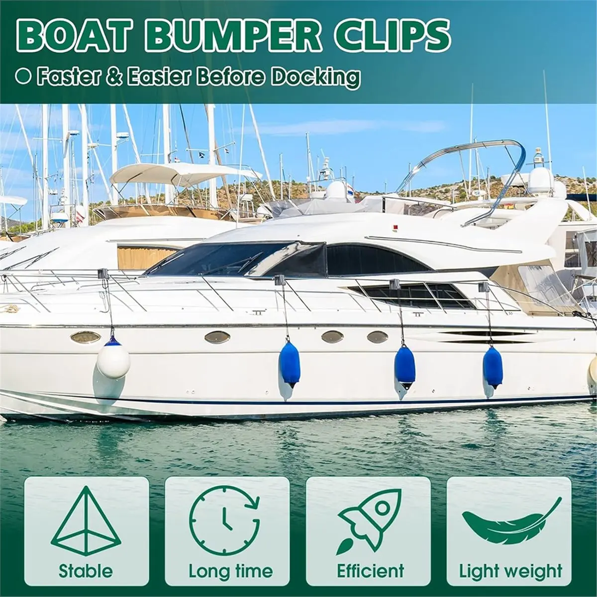 12-Pack Pontoon Boat Bumper Clips for Efficient Docking and Bumper Adjustment Pontoon Boat Square Rail