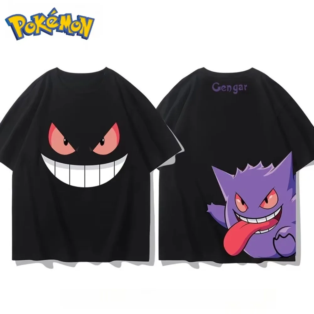 Men/Women/Kids Pokemon Gengar Double-Sided Graphic T-Shirt 2026 Summer Cotton Matching Family Tee Parent-Child Streetwear Tops