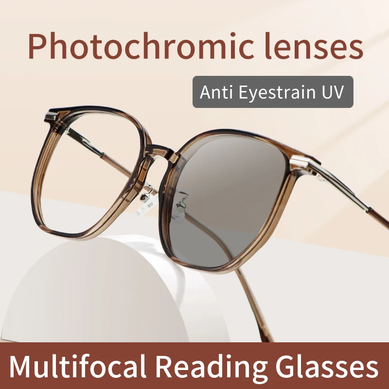 

Photochromic Progressive Multifocal Reading Glasses Ultralight TR90 Frame,Intelligent Progressive Multifocal Lenses for Women