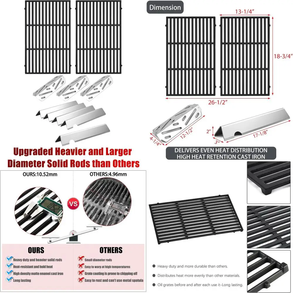

Weber Genesis II GS4 GBS Grill Parts: 66095 Grates, 66795 Flavorizer Bars, 66685 Heat Deflector for E-310, E-315, SE-310, E-335,