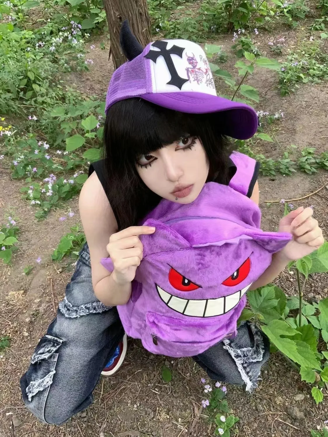 Pokemon Gengar Y2k Backpack Men Women Mobile Coin Purse Children Toy Doll Christmas Phone Key Storage Bag Birthday Present