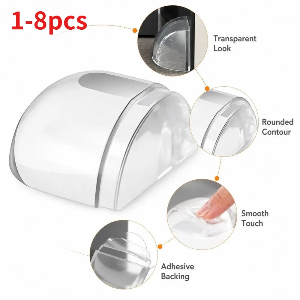 1-8 Stück transparente, weiche Silikon-Türstopper, Anti-Kollisions-Wandschutz, selbstklebender Gummipuffer-Schutz für Türgriffe und Schränke