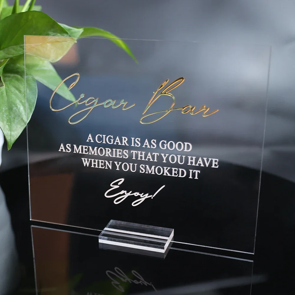 Cigar Bar Wedding Favor Acrylic Wedding Sign | Enjoy Cigars From The New Mr and Mrs Table Signage Modern