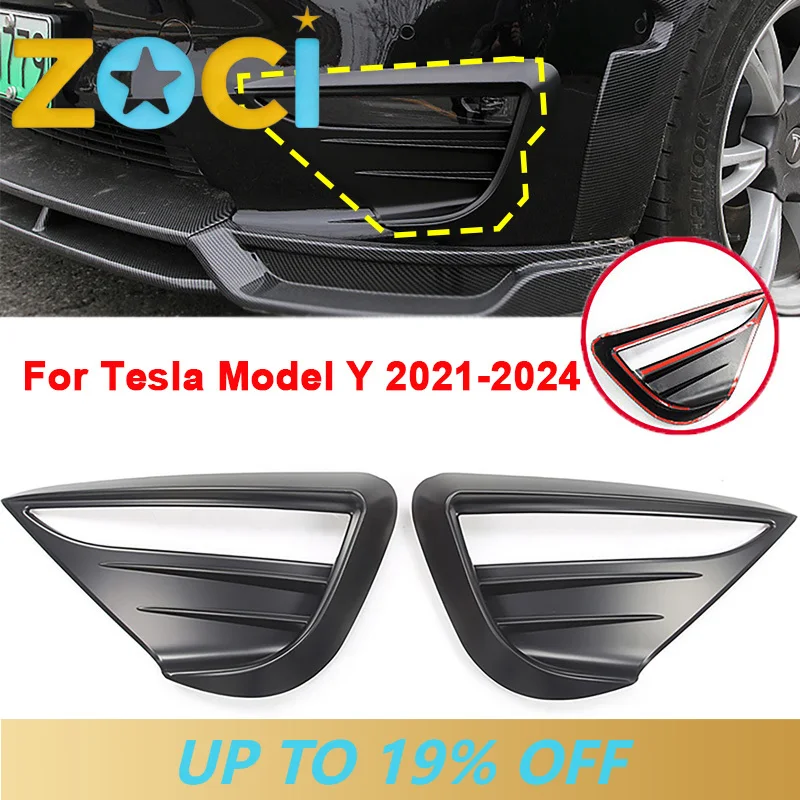 Car Matte Black /Carbon Fiber Fog Light Cover Fit for Tesla Model Y 2021-2024