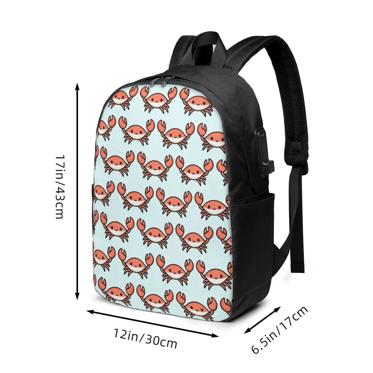 Cute Red Crab Face Cartoon Backpack Travel Notebook Bag Computer College Student School Bag Laptop Shoulder Bags for Men Women