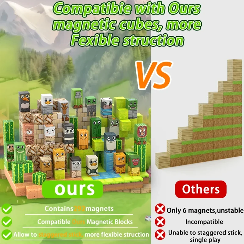 Tralalero Tralala Brainrot figuras bloque magnético Tung Sahur construye mina imán mundo juguetes sensoriales para niños pequeños regalo de cumpleaños