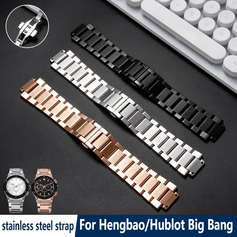 

27-19mm For Hublot Big Bang Solid Stainless Steel Watch Strap Classic Fusion Men Women Silver Watchband Raised Mouth Accessories