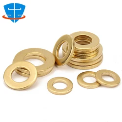 Arandela plana de latón GB97, 100/50 Uds., M2, M2,5, M3, M4, M5, M6, M8, M10, M12, M14, M16, M18, M20, junta de latón macizo, cuña de alta calidad, almohadilla de mesón de Metal de cobre espesado, collar de Metal