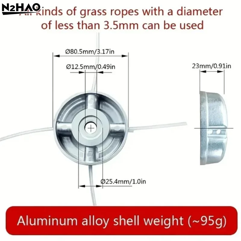 Silver Universal Aluminum Alloy Lawn Mower Head And Replacement Nylon Steel For Lawn Mowing Line Lawn Mower Weed Head Accessorie