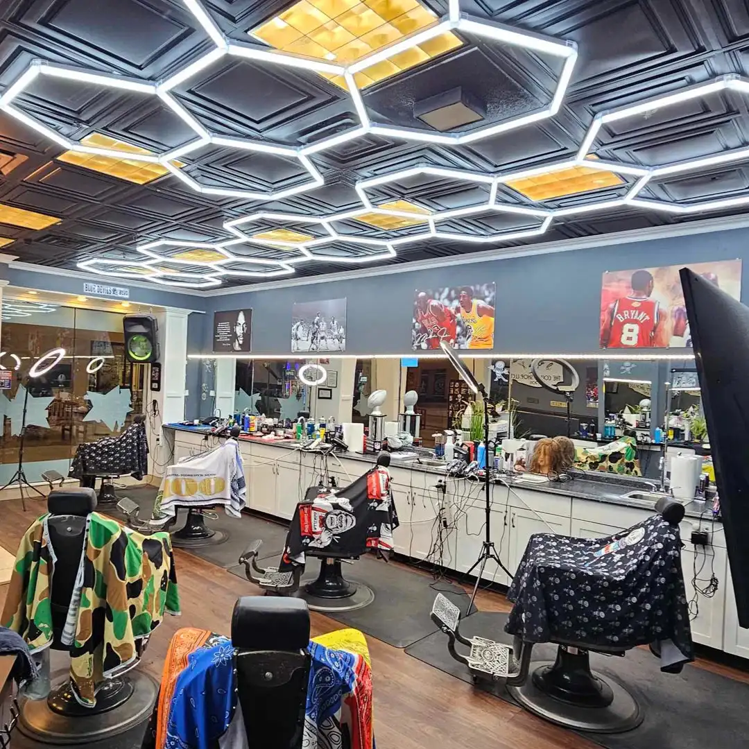 Luz LED Hexagonal para garaje, módulo de panal, iluminación de empalme adecuada para barbería, cafetería