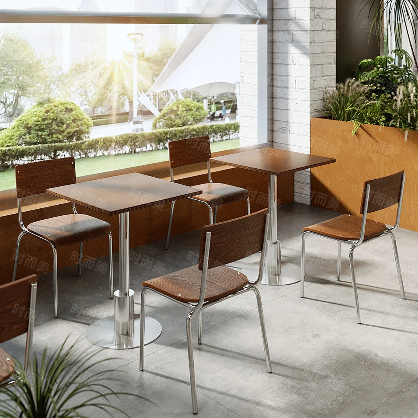 Korean restaurant, café, ocean board table and chair combination, milk tea bakery, simple dining shop 4