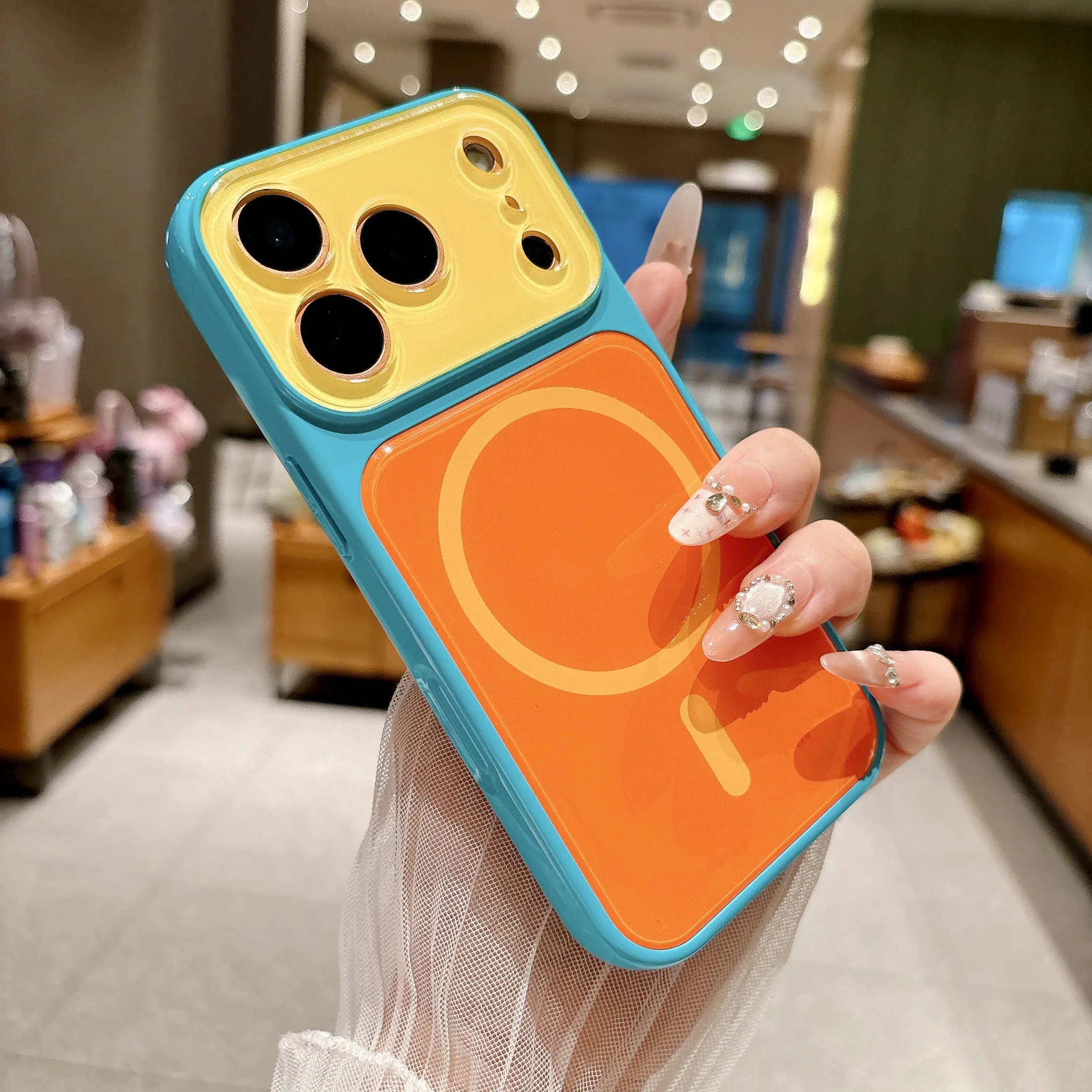 14 Colors Magnetic Case For iPhone 18 17 16 15 14 Pro Max For MagSafe Colorful Crystal Glitter Back Soft Bumper Cover Shockproof