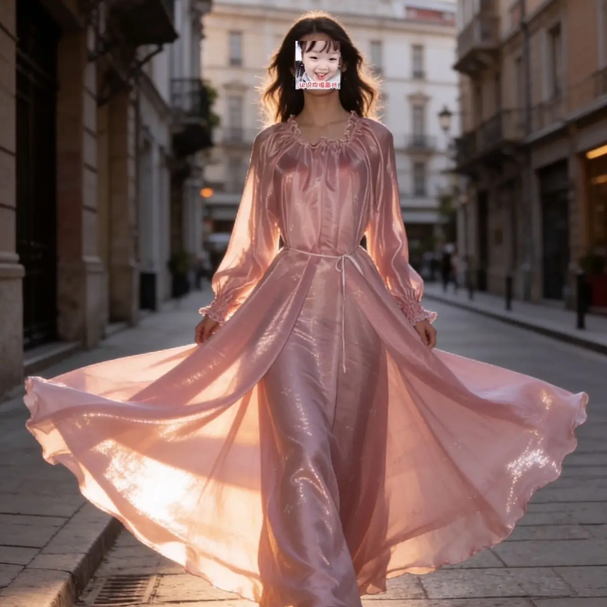 

Glossy Ruffles Women Satin Loose Maxi Dress Long Sleeve Plus Size Elegant Sleeping Robe