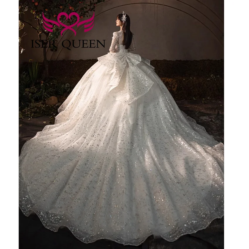 Customized 2025 Autumn and Winter New Wedding Dresses Ball Gown Long Sleeves Heavy Bead Exquisite Wedding Dress For Bride WX0492