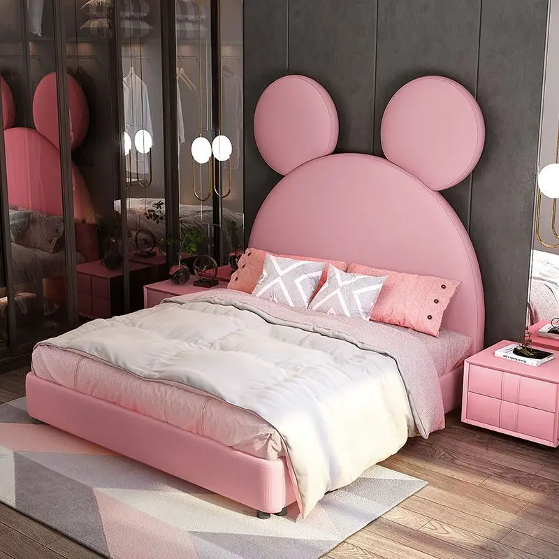 Cartoon single bed, Princess Mickey Nordic style bedroom bed