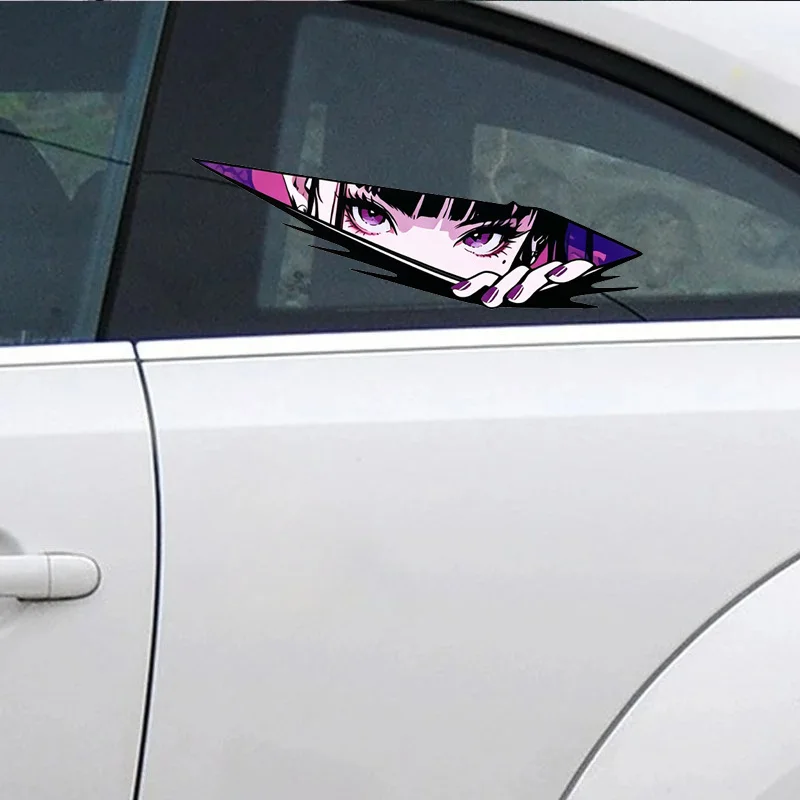 Anime Girl Peeking Eyes Car Sticker  Vinyl Decal, JDM Style Decal for Car Body Window Motorcycle Helmet Laptop DIY  Decor