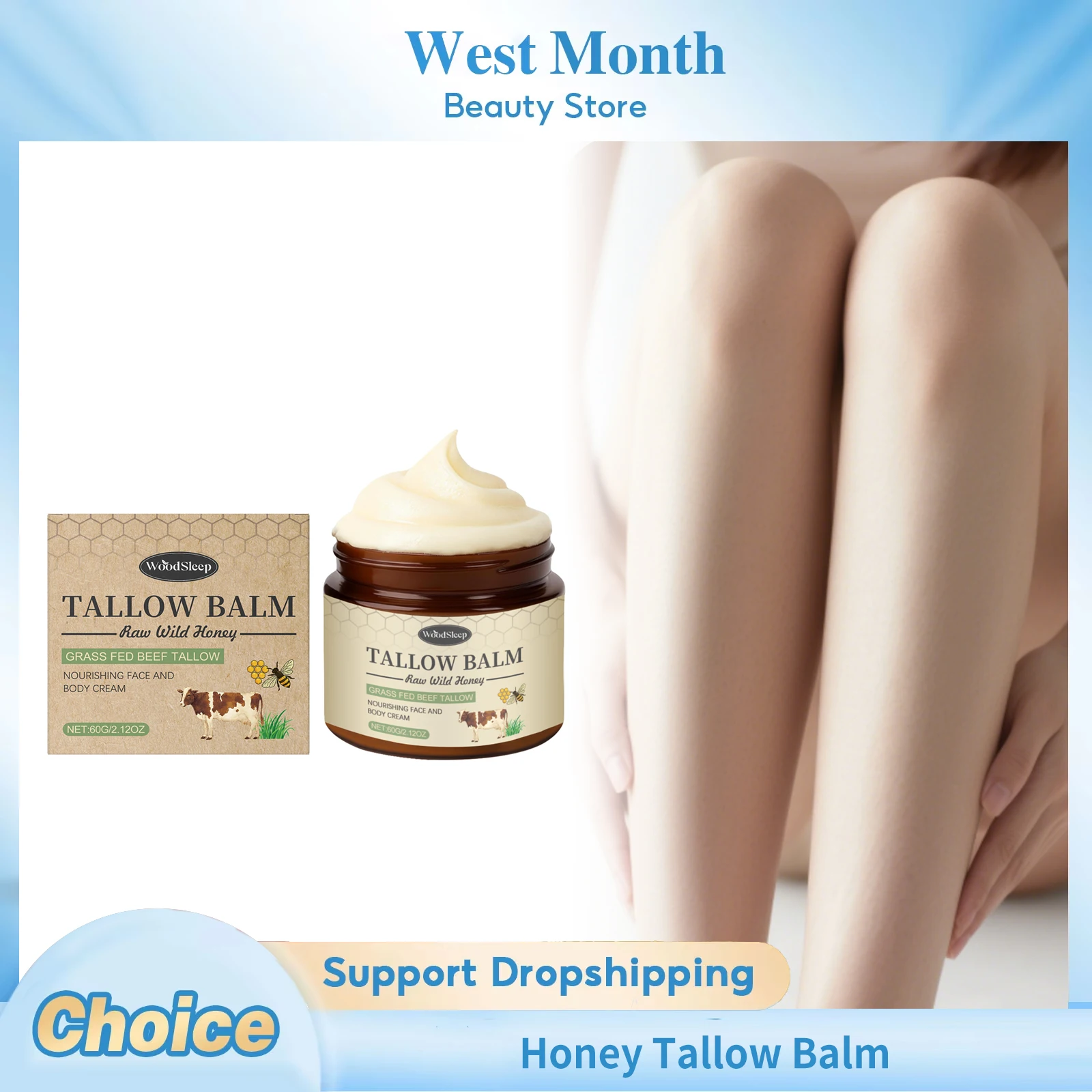 

Honey Tallow Balm Nourishing Repair Dry Damaged Skin Brightening Improve Roughness Soft Firming Smoothing Face Body Moisturizer