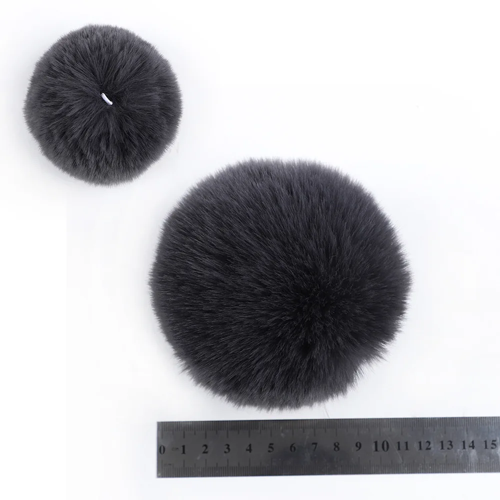 1 Pieces Faux Fox Fur Pom Pom Balls DIY Hat Beanie Accessories with Elastic Loop for Hats Keychains Scarves Gloves Bags Shoes