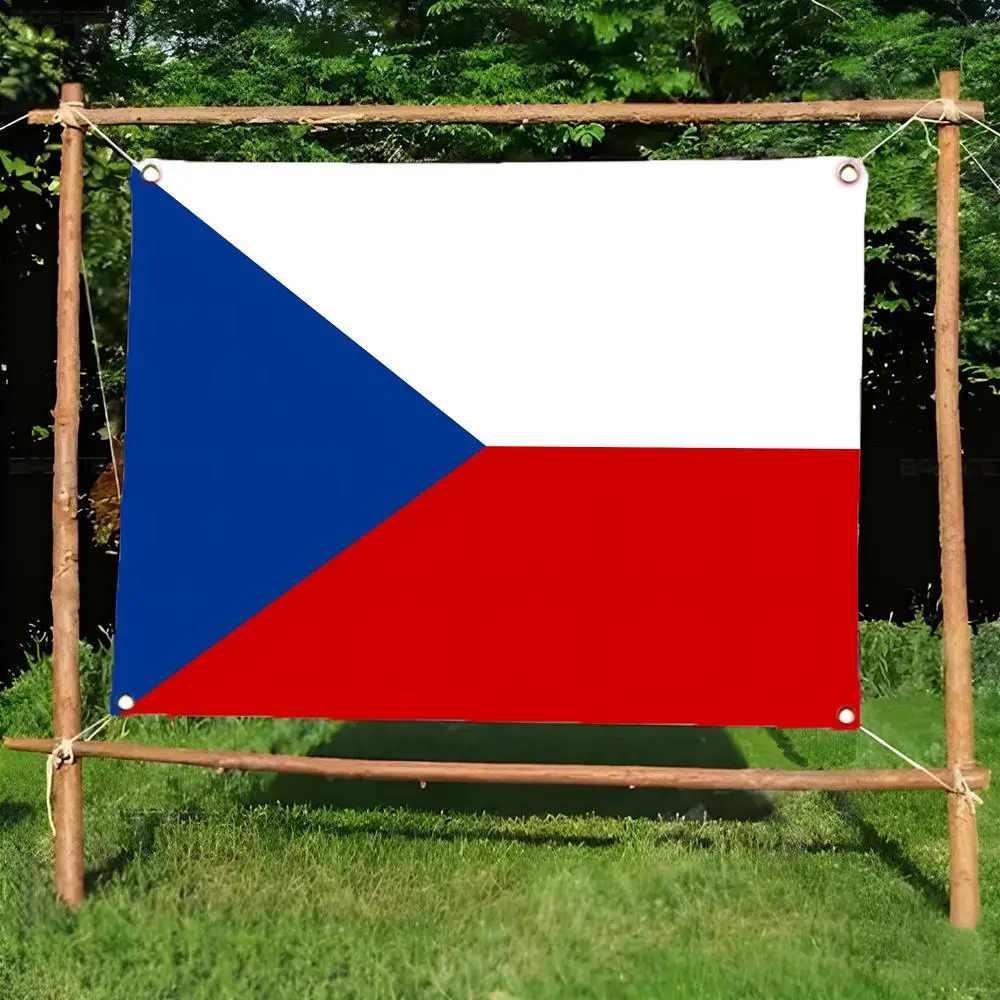 Flag of Czechia Flags Daily four ring borderless design indoor outdoor decor easy hang install