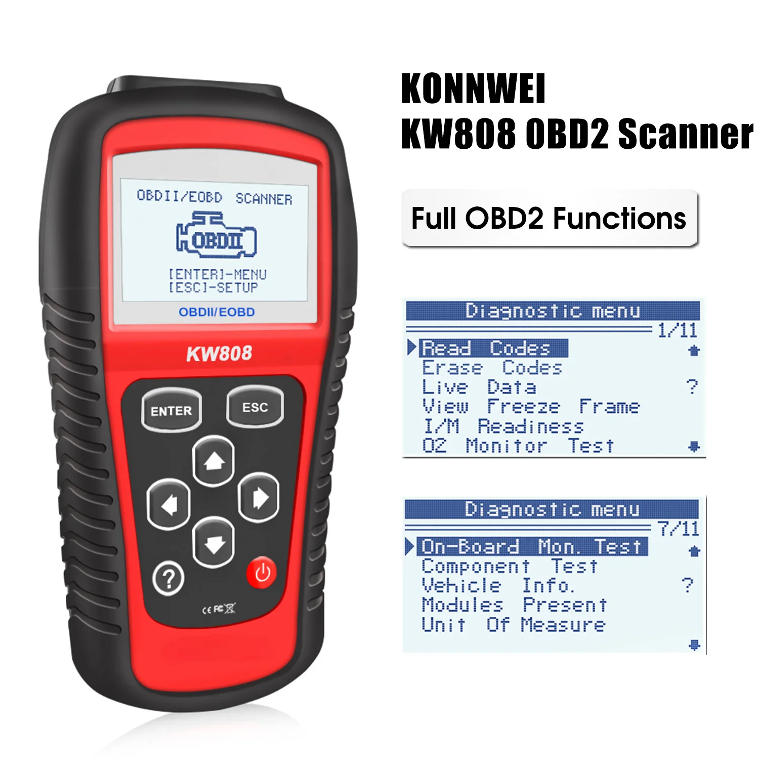 KONNWEI KW808 herramientas automotriz Engine Scanner OBD2 EOBD CAN Car Diagnostic Tool Fault Code Reader Scan Device