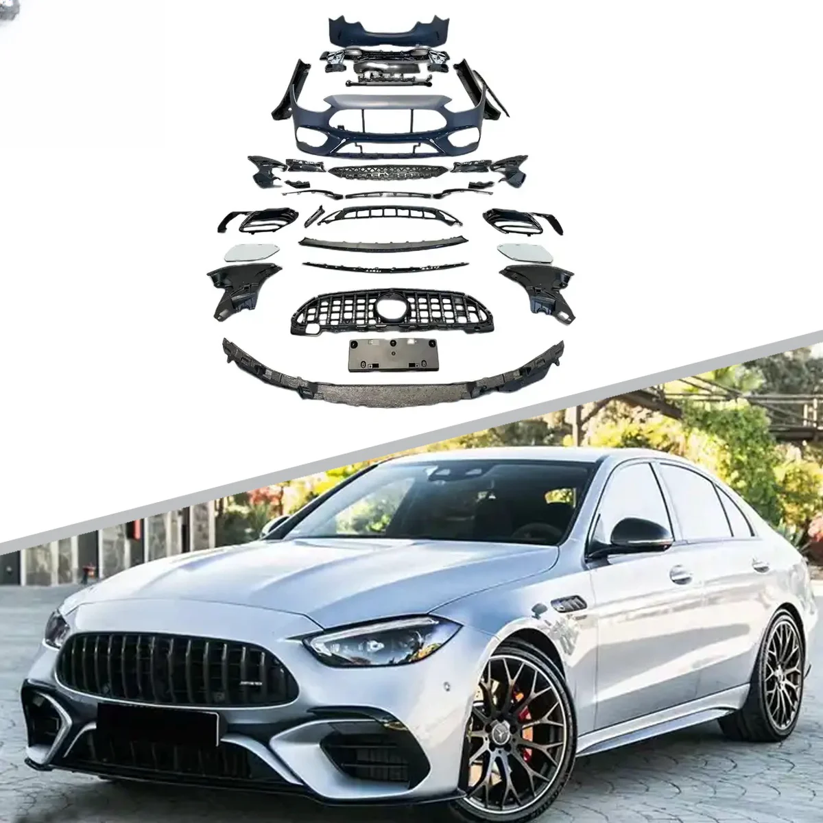 For C-class W206 body kit C63 body kit Hot selling Front bumper Combination Lip