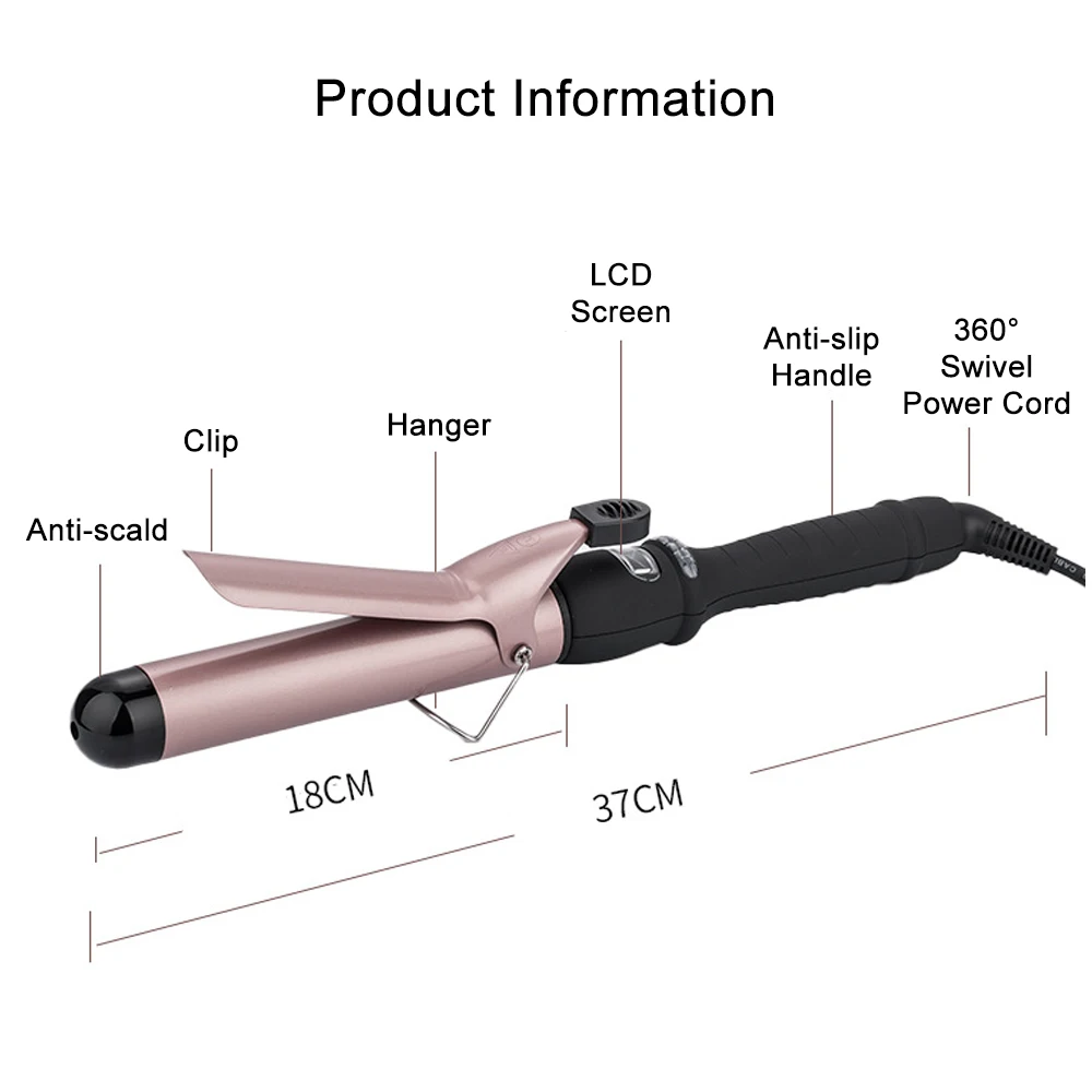 Hair Curler Electric Professional Ceramic Curling Iron Roller Curls Wand With LCD Screen Dual Voltage Hair Waver Styling Tools