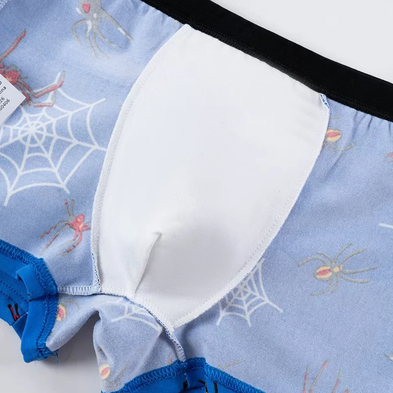4-Piece Children Underwear Spider Printed Milk Silk Boys Trunks Cartoon Boys Boxer Shorts Comfortable Elastic Kids Boxer Briefs