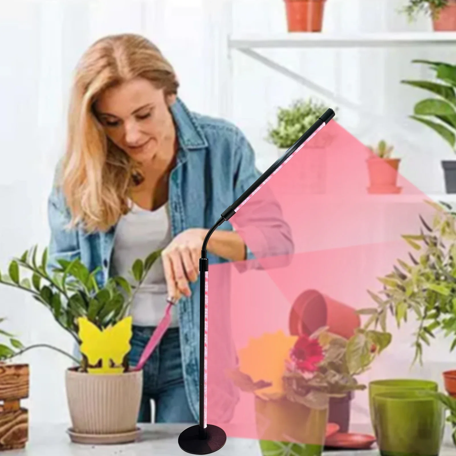 

LED Plant Grow Light Adjustable Angle Long Arm Desk Growth Lamp Dimmable Full Spectrum Vertical Indoor Plant Grow Light
