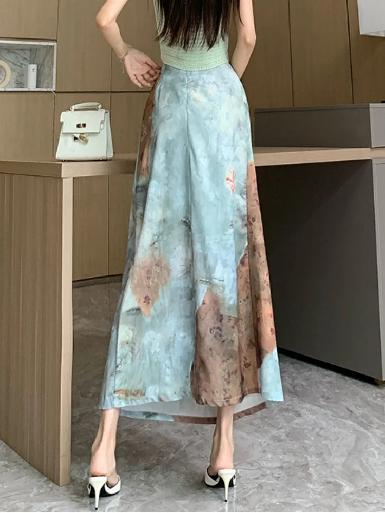 SMTHMA Nieuwe Chinese Stijl Tie Dye Hoge Taille Rok Dames Zomer Tie Ontwerp Afslankende Mid Lengte Rok