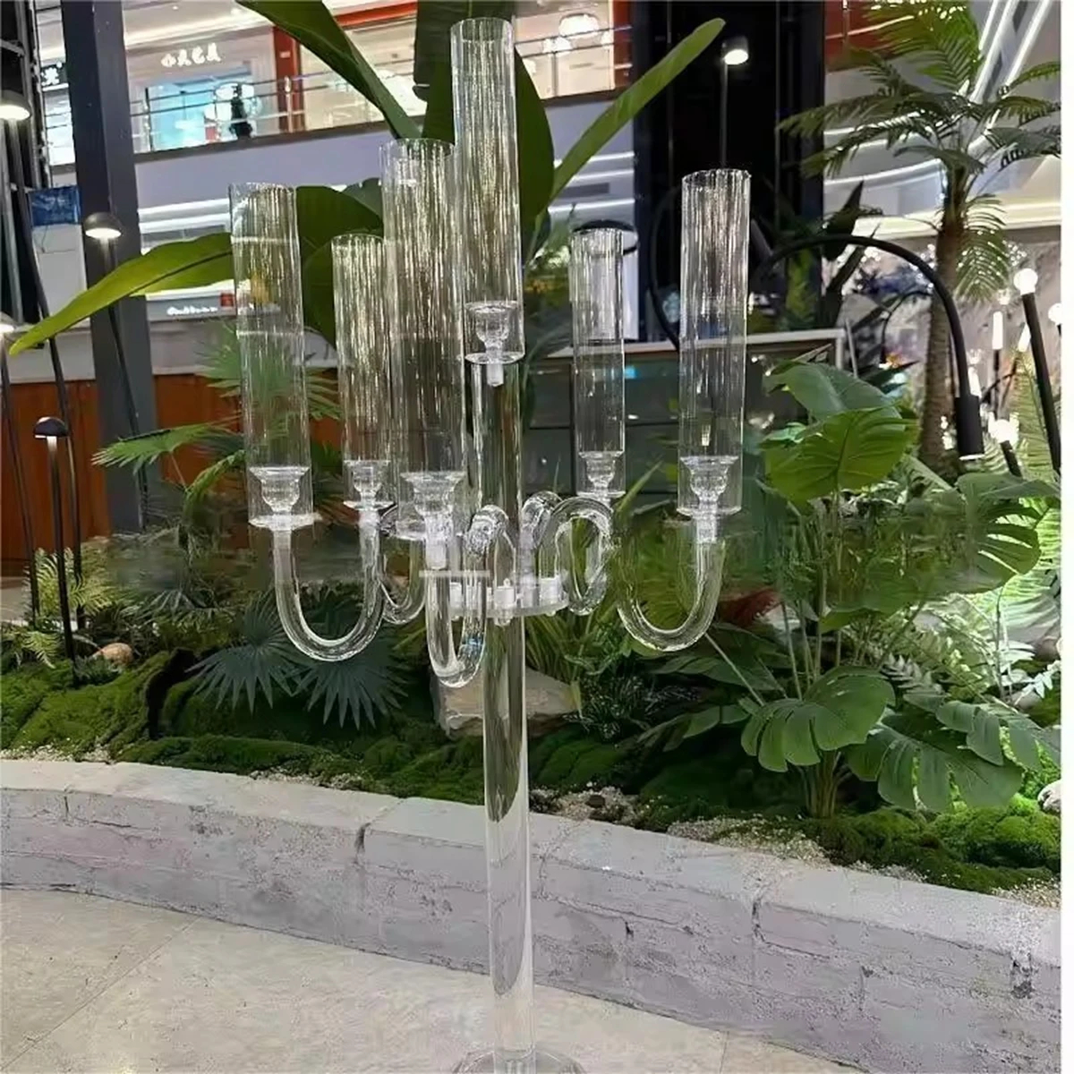 

5pcs/12pcs)6 arms New Arrival clear candle holder Wedding Decoration Supplies Acrylic Clear Tall Candelabra Wedding Centerpieces