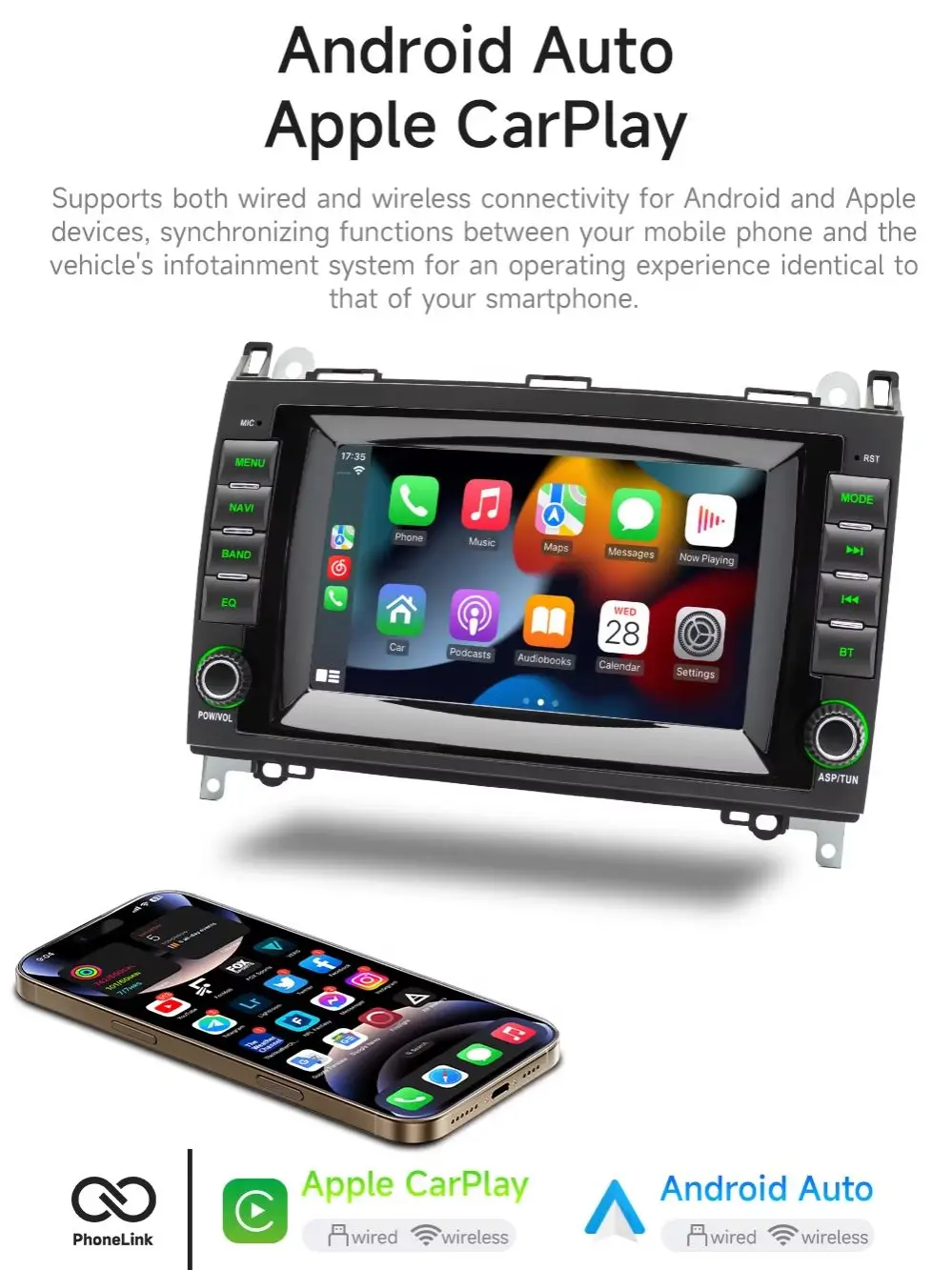 Car FM Radio For Mercedes Benz Sprinter B200 W209 W169 W245 Vito W639 A160 B200 Carplay Android Auto Multimedia Player Head Unit