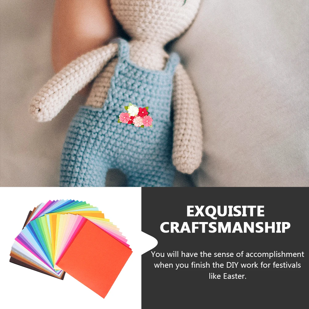 

40pcs Sheets Soft Touch Felt Sheets Square Shaped DIY Crafts Kids Sewing Projects Practical Use Family Teamwork