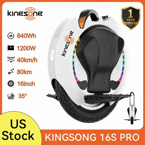 Kingsong 16SPro Electric Unicycle for Adults, 1200W Motor Peak 3800W, 25MPH Self-Balancing One Wheel EUC, 50 Mile Range, 16”Tires Beginner Electric Commuter Unicycle
