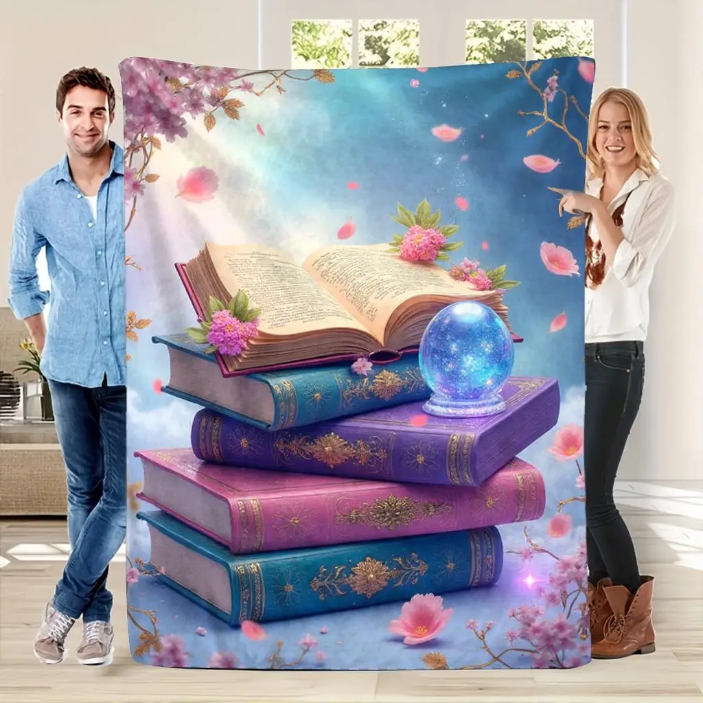 Cozy Dreamy Floral Book Lover Blanket Throw 150x200cm Magical Galaxy Print Cottagecore Aesthetic Bed Decor Gift