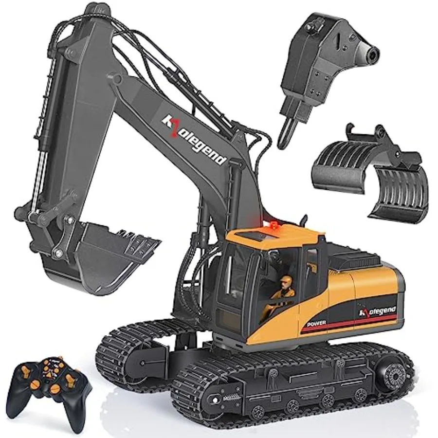 

3 in 1 Remote Control Excavator Toy for outdoor play metal and ABS plastic yellow/black 15-channel full function with electric