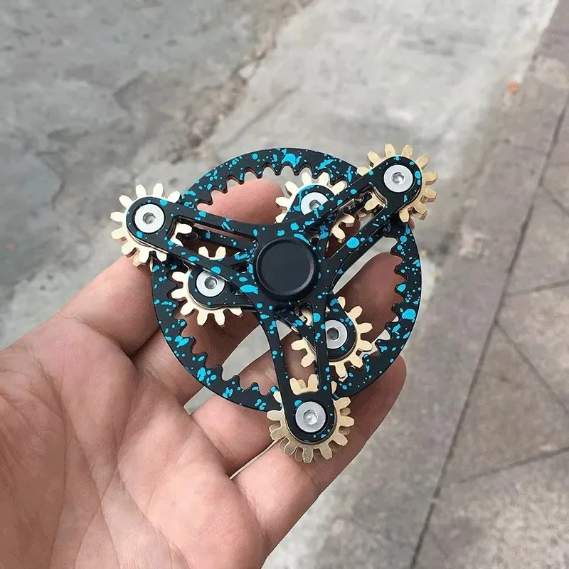 Fidget spinner anti-stress alívio mão rolo brinquedo aliviar o estresse descompressão isca engrenagem mecânica cobre metal adultos edc