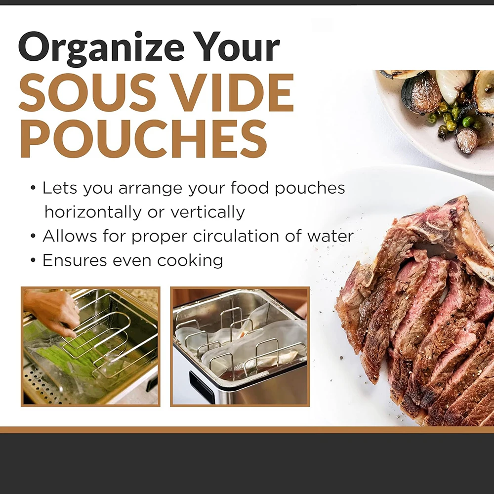 ملحقات الطباخ البطيء المكونة من الفولاذ المقاوم للصدأ العالمية من Sous Vide تمنع الطعام من العائمة والقسمة ودرجة حرارة منخفضة