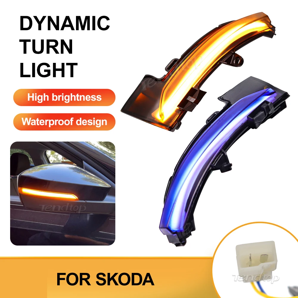 Dinâmico LED Turn Signal Light, Asa Lateral, Indicador Do Espelho Retrovisor, Blinker Repetidor, Skoda Octavia Mk3 A7 5E 2014-2019