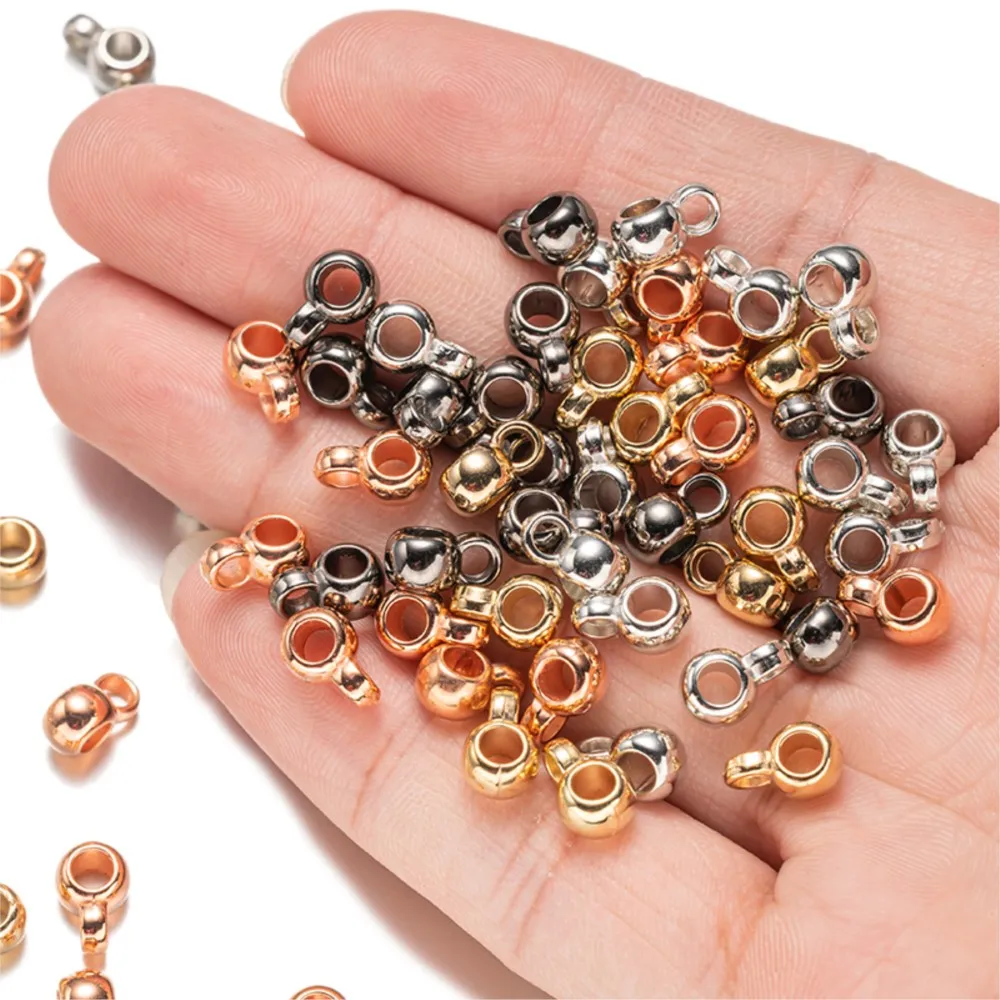 300pcs Large Hole Column Bail Spacer Beads Tube Slide Charm Hanger Dangle Link for DIY European Bracelet Necklace Pendant Making