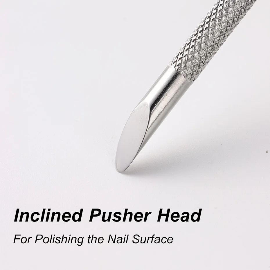 1/2 pezzi spingipelle per unghie a doppia estremità in acciaio inossidabile con strumento per salone di pedicure manicure smussato circolare, strumento per unghie professionale essenziale