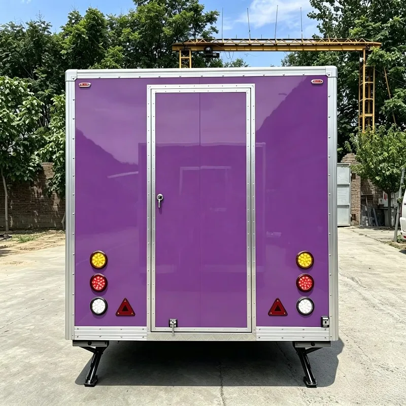 Modern Concession Catering Trailer with Large Display Case Mobile Food Truck Street Food Cart Design for Sell Snack Customizable