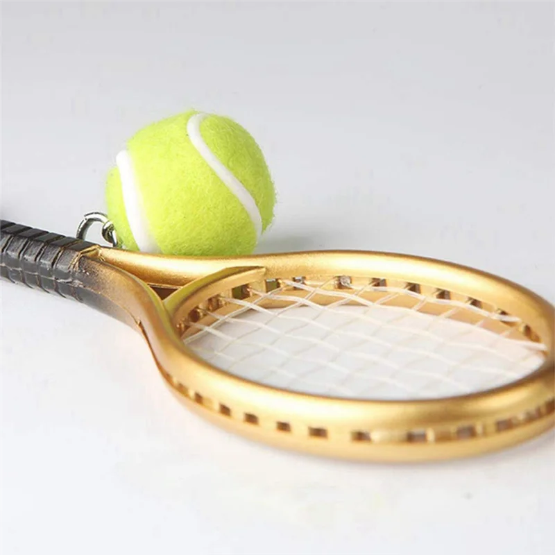 

12 Pcs Key Ring Tennis Racket Keychain Mini Keychain Fashionable Tennis Ball Split Ring Keychain For Sport Lovers Team