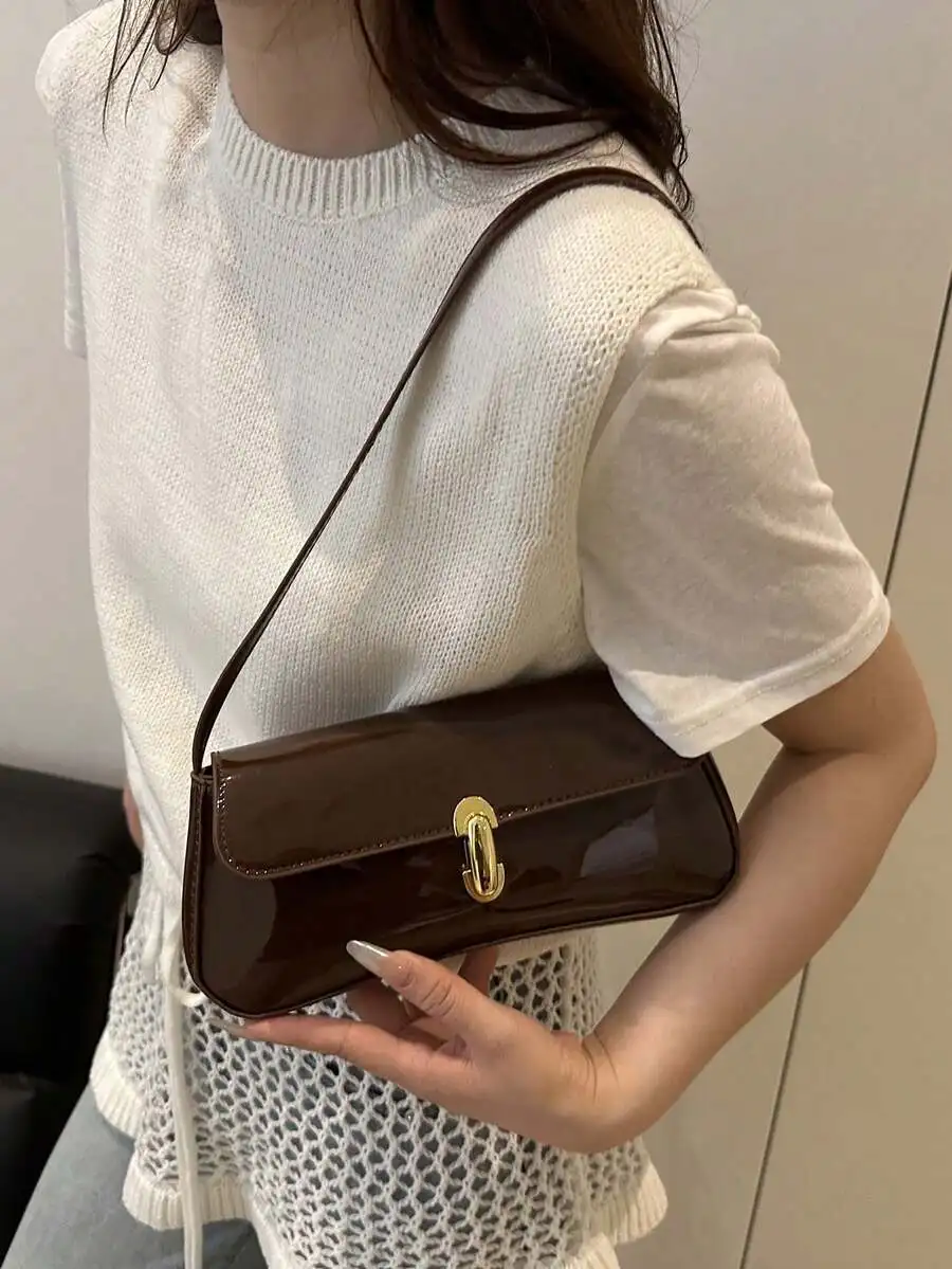 Women's Vintage Faux Leather Flap Decor Shoulder Underarm Bag, Suitable For Dating, Outing, Party
