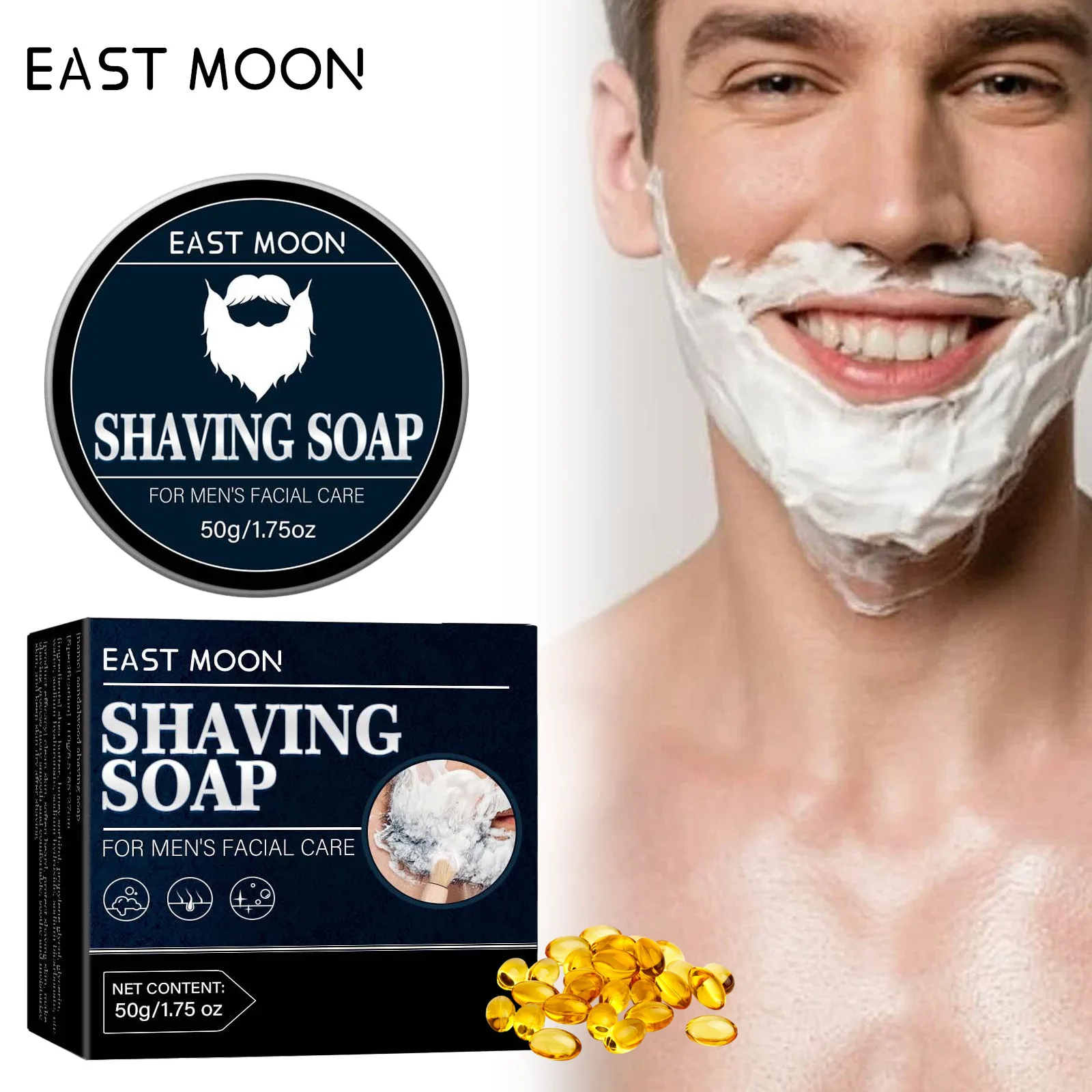 Men's Shaving Soap, Shave Beard Men's Facial Foam Rich Smooth Gentle Beard soap shaving cream  shaving soap