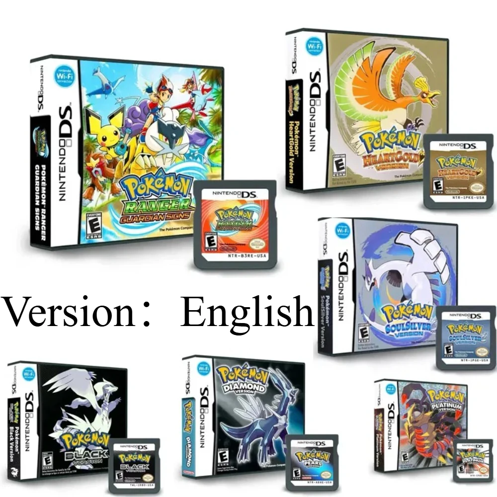 الإنجليزية NDS بطاقة الألعاب سلسلة البوكيمون القلب النقي Primeval الأسود 2 Conquest Twin Dragons True Soul USA الإصدار (إصدار بطاقة R4)