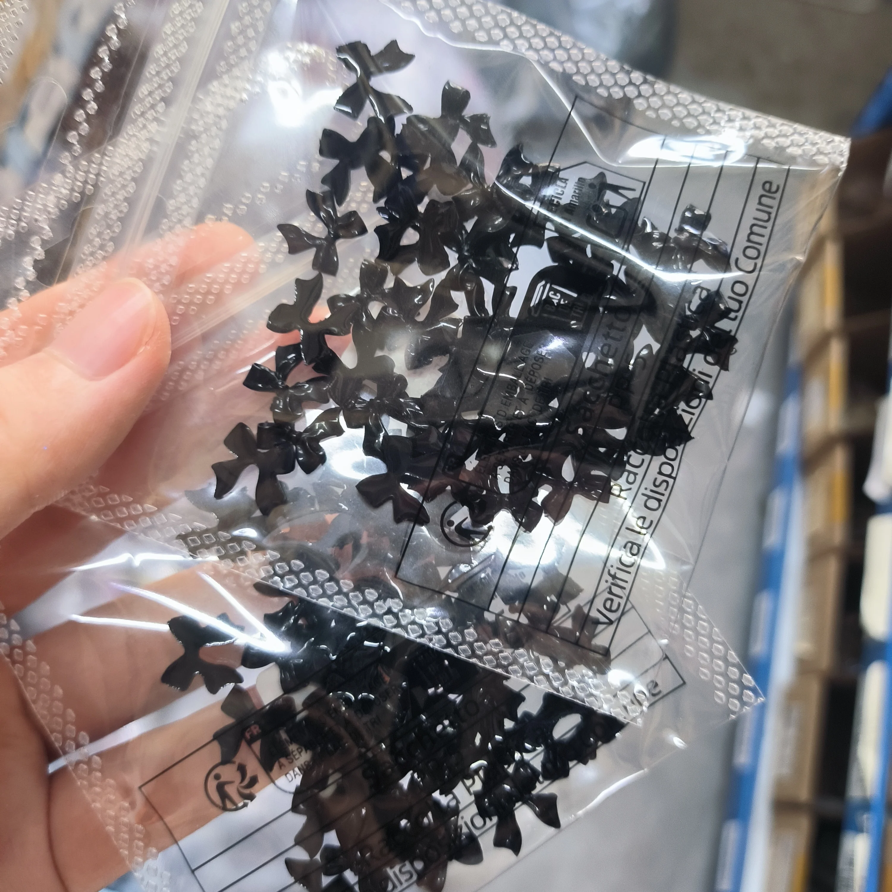 100pcs Black 3D Bowknot Nail Charms